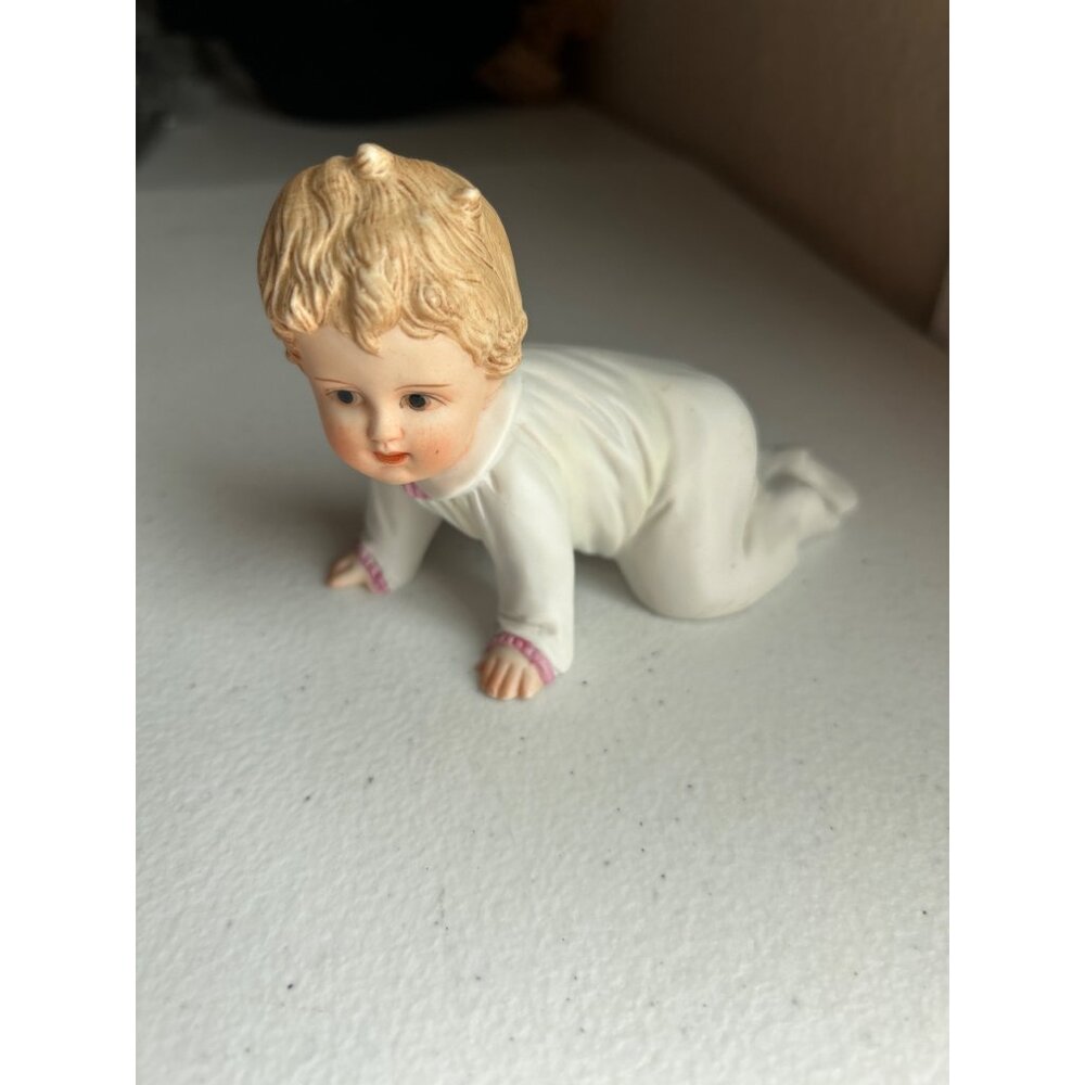 Vintage Andrea By Sadek Crawling Baby Girl Figurine Porcelain Collectible Decor